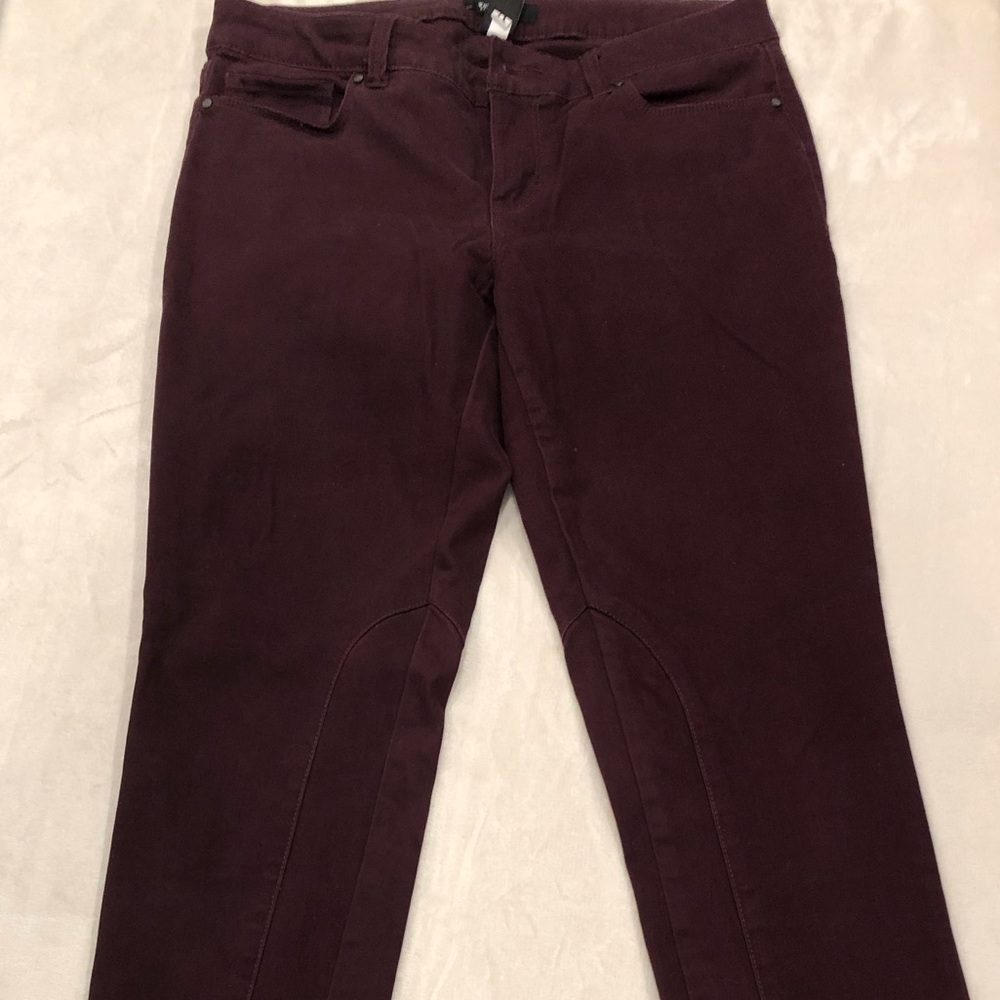 White House Black Market Plum Skinny Leg Pants with Zipper Ankle Detail, Size 6